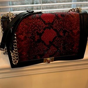 INC Purse with Ruby Red Snake Print Crystals